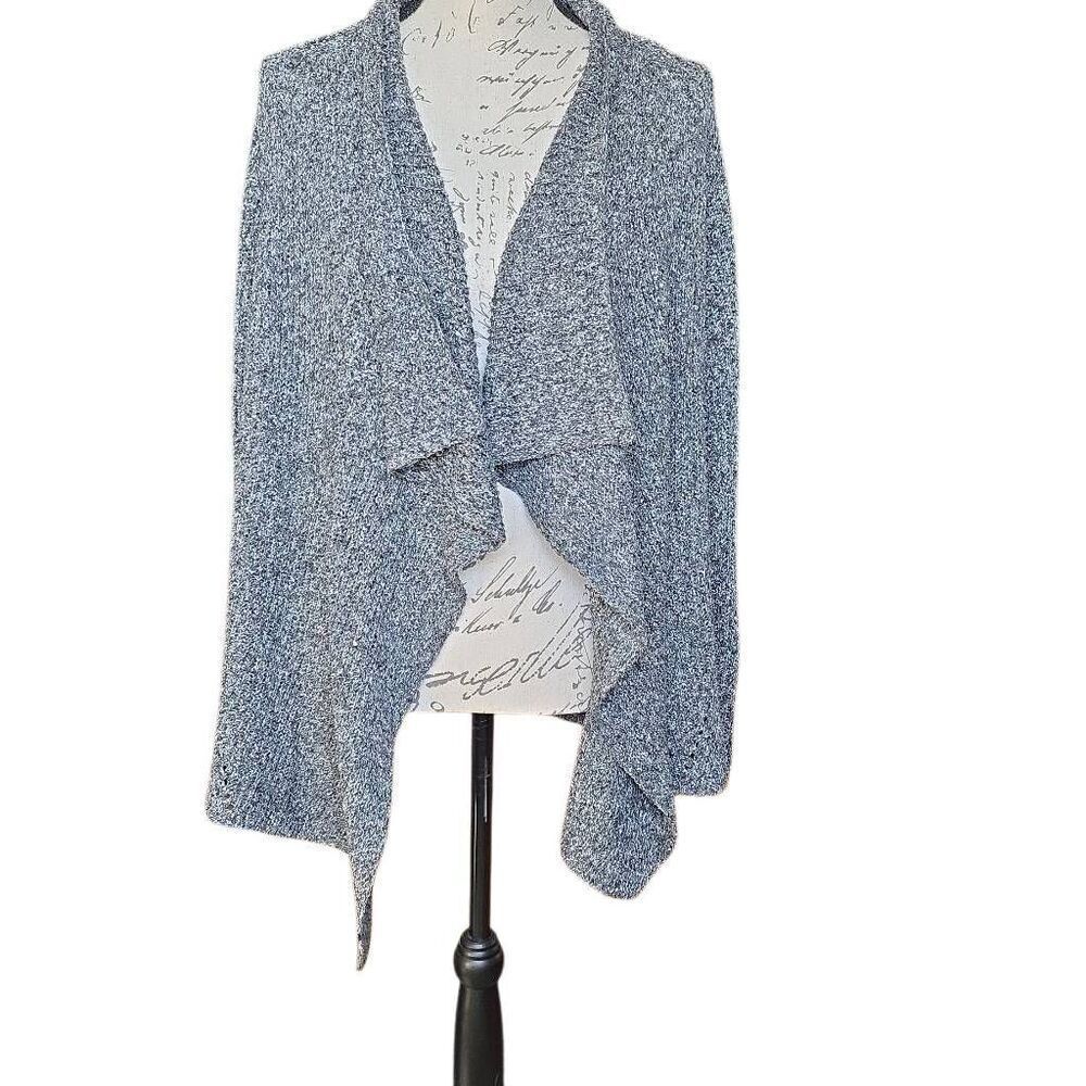 Philomena Petti Women's Size Large Marled Gray Waterfall Front Open Cardigan